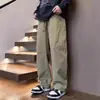 Nuevos pantalones de trabajo funcionales estilo americano para hombre de primavera, pantalones casuales de moda color verde militar, pantalones cargo versátiles de pierna recta holgados