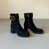 Botas Finas Súper Bonitas de Piel Genuina para Mujer 2026 Otoño/Invierno Nuevo Estilo Tacón Grueso Botas Martin Botines de Tacón Alto con Forro de Terciopelo