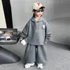 Conjunto de otoño estilo coreano para niños, sudadera casual de imitación de dos piezas para niños, nuevo conjunto de dos piezas moderno y a la moda 2026 para niños pequeños