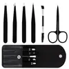 Set de Seis Piezas de Pinzas para Cejas de Fabricante, Pinzas Depiladoras, Pinza para Barba de Alta Precisión, Cepillo para Cejas, Tijeras para Recortar Cejas, Set de Pinzas para Cejas de Acero Inoxidable