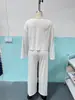 Comércio Transfronteiriço Estilo Europeu e Americano Blusa Ombro a Ombro de Manga Longa com Calça de Cintura Alta Wide Leg Suit Casual Sexy para Mulheres