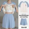 Pijama para Mujer Verano Manga Corta Dulce Estilo Coreano Dibujos Animados Estudiante Casual Holgado Talla Grande Ropa para Dormitorio Hogar con Almohadillas en el Pecho