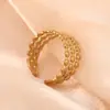 Moda Europeia e Americana Aço Inoxidável Estilo Simples Anel de Pressão de Óleo com Esferas de 3 Camadas Feminino Personalizado Ajustável na Abertura Anel Antidesgaste