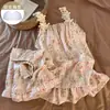 Pijama Doce Estilo Princesa Novo de Verão com Bojo Camisola Shorts Conjuntos de Outros Uniformes Femininos