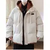 Jaqueta de algodão com capuz, zíper, corte reto, moderna, folgada, com visual de duas peças, para homens, inverno, folgada, casual e espessa.
