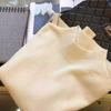 Suéter Feminino Gola Alta Casual Interno Curto Tricotado Básico Moda Versátil Suéter de Caxemira Lã Pura 100%