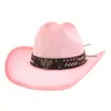 Sombrero de Jazz de Comercio Exterior Estilo Étnico Verano Hombres y Mujeres Paja Dura Copa Sombrero de Paja Vaquero Protector Solar Sombrero Visera Sombrero de Pescador