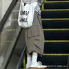 Calça cargo feminina de verão fina cáqui para baixinhas, calça esportiva de secagem rápida, calça de comprimento médio solta e casual