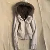 Cárdigan con capucha bordado de letras transfronterizo europeo y americano para otoño e invierno, chaqueta sudadera, nuevo estilo vintage ajustado a la cintura
