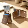 Adecuado para funda de teléfono Samsung ZFlip8 con soporte de ranura para tarjeta, ZFLIP6 textura floral hebilla magnética, zflip7 cubierta protectora