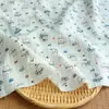 Pijama Infantil de Algodão de Grau Bebê, Crepe de Camada Dupla Plissado com Estampa de Desenho Animado, Tecido para Toalha de Saliva Acolchoada e Toalha de Banho