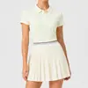Traje Deportivo Transfronterizo para Mujer, de Manga Corta, Ligero, Transpirable, Polo Ajustado, Falda de Tenis Adelgazante para Fitness