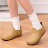 Zapatos de primavera y otoño de color sólido de media caña con altura de resorte, tubo corto, estilo japonés, para estudiantes, estilo coreano, suela plana, estilo preppy