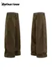 Pantalones de Trabajo Estilo Retro Americano Lavado Especial Desgastado Marca de Moda Unisex Holgados Casual Pierna Ancha Largos