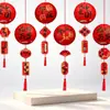 Lanternas vermelhas do Dia Nacional com decorações de caracteres "Fu", Decorações de Ano Novo para salas de aula de jardim de infância, Decorações festivas