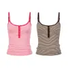 Camisola de Rayas con Bloques de Color y Medio Botón de Dopamina Unbdns para Mujer, Top de Verano Ajustado Favorecedor para Chicas Atrevidas