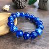 Pulsera de Círculo Único de Ámbar Imitación Viva Azul Cera de Abejas Azul Pulsera Fluorescente de Agua Salada Flotante para Hombres y Mujeres