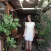 Vestido Blanco Primer Amor de Verano, Holgado y Dulce, Vestido de Manga Corta con Cuello Peter Pan que Reduce la Edad, Falda Corta para Personas Bajas, Blanco