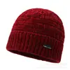 Gorro de Lã Aconchegante com Forro de Fleece para Homens e Mulheres, Gorro para Uso Externo, Gorro Transfronteiriço, Gorro de Lã Tricotado com Proteção para o Pescoço