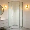 Mampara de ducha abatible tipo diamante con cristal templado de 8 mm y marco de acero inoxidable, suministro directo de fábrica para comercio exterior