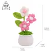 Planta en Maceta de Trébol de Cuatro Hojas de la Suerte con Forma de Corazón Tejido Muñeco de Hilo Crocheteado a Mano Planta Artificial Verde Decoración de Escritorio Transfronterizo
