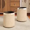 Nueva Sala de Té de Estilo Chino, Casa de Té, Cubo de Basura Redondo de Cuero, Uso en Habitación de Hotel, Sala de Estar Retro de Estilo Chino, Alto Valor Estético