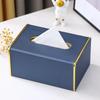 Caja de pañuelos con logo para el hogar sala de estar creativa lujo ligero caja de pañuelos comercial nórdica caja de servilletas de cuero