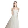 Vestido de Casamento Leve Estilo Floresta para Mulheres 2026 Novo Modelo, Ombro a Ombro, Petite, com Cauda, Sonhador, Etéreo, Simples, Emagrecedor