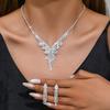 Moda fuente de diamantes completa exquisita cadena de garra pedrería cristal mariposa pendientes collar traje simple para todo combinar traje de boda