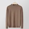 Suéter de Color Sólido de Moda para Jóvenes con Cuello Medio para Hombre, Venta al por Mayor Transfronteriza Camiseta Básica de Punto Otoño/Invierno 2025 Top Casual