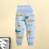 Calça de algodão para bebê cintura alta barriga calça pijama de uso duplo para recém-nascido meninos e meninas calças de outono calças infantis cintura alta atacado