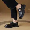 Mocasines con Hebilla 2026 para Mujer, Nuevos Zapatos de Primavera y Otoño Negros de una Sola Pieza, Zapatos de Cuero Retro Británicos, Tallas Grandes Transfronterizas 33-43
