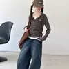 Conjunto de Dos Piezas para Niña: Camiseta de Manga Larga de Otoño y Atuendo Casual 2026 Nuevo Estilo Top Grande y Jeans