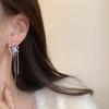 Pendientes largos con borlas de flores y diseño de nicho de aguja de plata S925 para mujer, sencillos y elegantes de Corea del Sur.