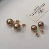 Pendientes de Perla Color Café Maillard para Mujer, Aguja de Plata, Diseño de Nicho, Pendientes de Gama Alta, Nuevos Pendientes Populares 2025