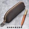 Estuche para lápices de piel de vaca vintage de capa superior de cuero Crazy Horse hecho a mano monedero estuche para lápices de estudiante bolsa de almacenamiento de papelería