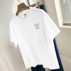 Camiseta de Algodão Pesado 260g Feminina Manga Curta Design de Marca Tendência Top de Nicho Solta Verão Meia-manga Gola Redonda
