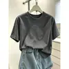 Camiseta de manga corta de algodón puro para mujer, nueva moda 2026, top verde versátil y elegante, ropa de verano