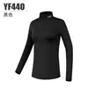 Pgm Nova Camisa Base de Golfe Feminina Outono e Inverno Gola Alta Manga Longa Camiseta Top Feminino Quente Forro Escovado