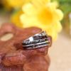 Anillo de aleación de plumas transfronterizo europeo y americano, anillo retro desgastado con apertura ajustable, unisex, para pareja, anillo de plata tailandesa en stock