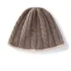 Ribete de encaje, bloques de color, gorro de pescador tejido, nuevo estilo otoño/invierno, tejido de cachemira, cálido, de copa redonda, sombrero de moda coreano