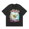 Hermosa Moda Hell Star Ins Mismo Estilo Vintage Estampado Top para Hombre y Mujer Casual a la Moda Algodón Puro Lavable Camiseta de Manga Corta
