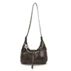 2026Ins Bolsa Feminina Personalizada Estilo Dumpling, Grande Capacidade, Versátil, Texturizada, Casual, Bolsa de Ombro Plissada para Axila para Mulheres
