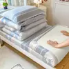 Conjunto de cama de três peças para estudantes em algodão, capa de edredom de algodão puro para cama de beliche de dormitório, conjunto de seis peças com colchão e enchimento de edredom respiráveis