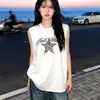 Chaleco deportivo sin mangas con estampado de letras retro americano, estilo pareja de verano, camiseta de algodón puro, top de longitud media estilo callejero