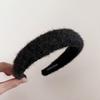 Aro para el pelo de felpa sencillo y combinable para otoño e invierno, versión ancha, para niña dulce, para lavarse la cara, aro para el pelo a presión, moda femenina, con parte superior de cráneo alto