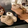 Zapatos de Algodón Cálidos Marrones Retro con Suela Gruesa para Mujer Invierno 2026 Nuevos Antideslizantes Aterciopelados Espesados Retro Zapatos Tipo Birkenstock