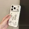 Aplicável à capa de celular Apple 17promax estilo ins de alta qualidade estilo coreano iphone16 borboleta de metal simples