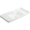 Gabinete de Baño Cerámico de Pared con Cubierta Semi-Empotrada, Lavabo Único Integrado con Placa de Roca para Lavado de Baño y Lavado de Manos