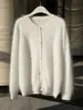 100% Cachemir Otoño e Invierno 2026 Nuevo Suéter Cardigan Jacket de Punto Elegante para Mujer, Corto, Cuello Redondo, Cepillado, con Botones